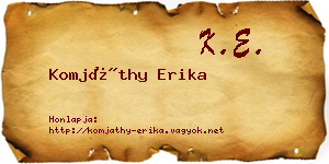 Komjáthy Erika névjegykártya